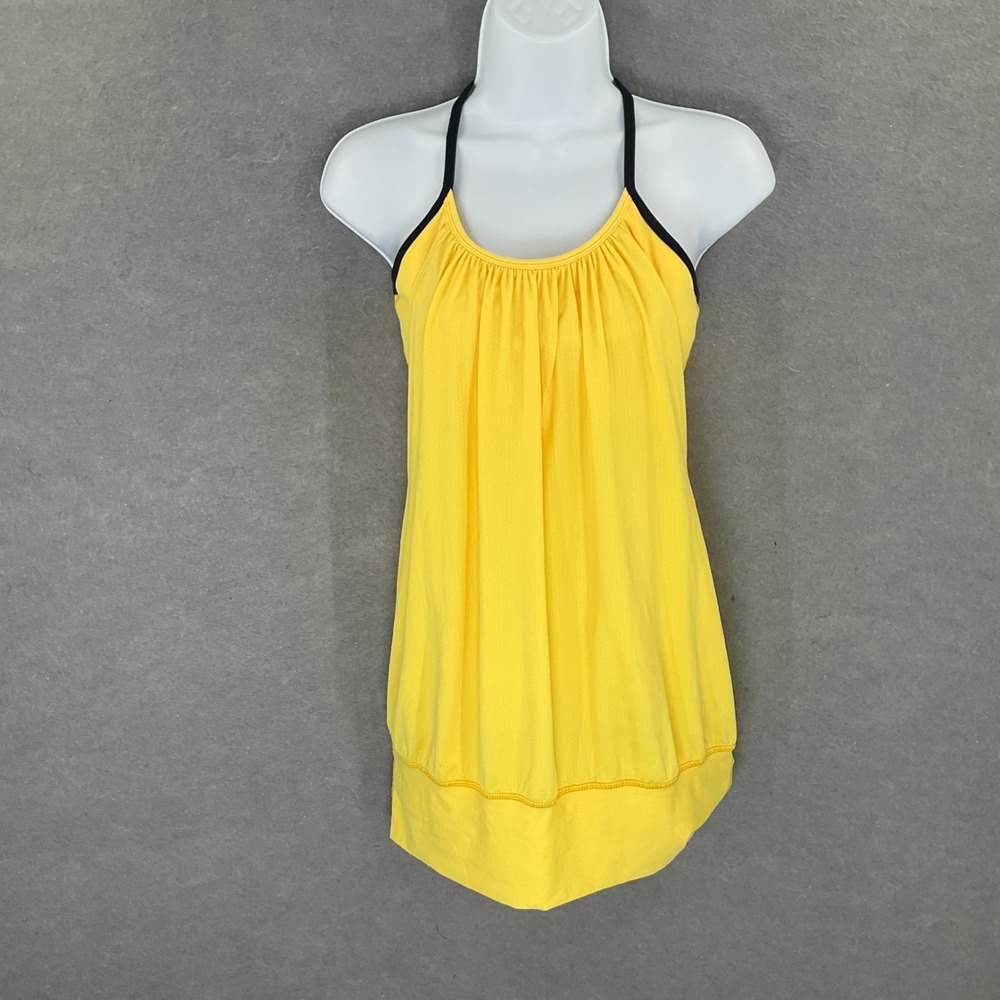 Lululemon Yellow Cool Racerback Tank Top Sz 6 Built In Bra Women's Activewear